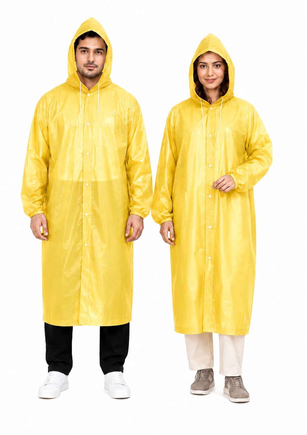 Blink Clean Waterproof Raincoat for Men & Women, Reusable Lightweight EVA Hooded Raincoat with Adjustable Drawstring, Snap Button Closure, Outdoor Rainwear for Boys & Girls, Free Size, Yellow-picture-52