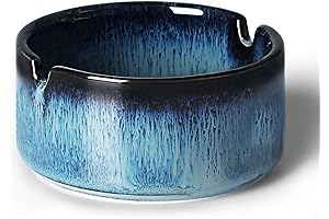 Compact Ceramic Ash Tray in Ocean Hues - Set of 2