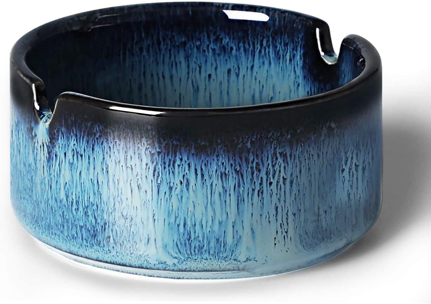 Small Ceramic Ashtray-2Pack, Ash Holder for Smokers 3-Inch (Gradient Blue)