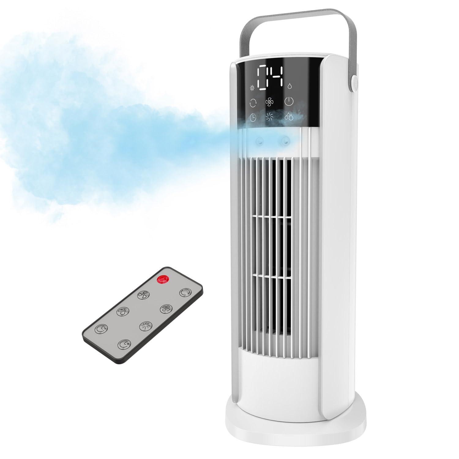 16 Misting Tower Fan 700ml Tank 90 Oscillating Fan w Remote Bladeless Desk Fan 4 Speeds Timer Cooling