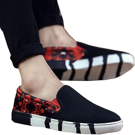 Amazon Co Jp ワイルドキャッツ 春夏 クール スリッポン スニーカー シューズ 靴 メンズ ストリート 韓国風 紳士 派手 スポーツ 衣装 ２ エコバッグ付き 17redblack44 ファッション