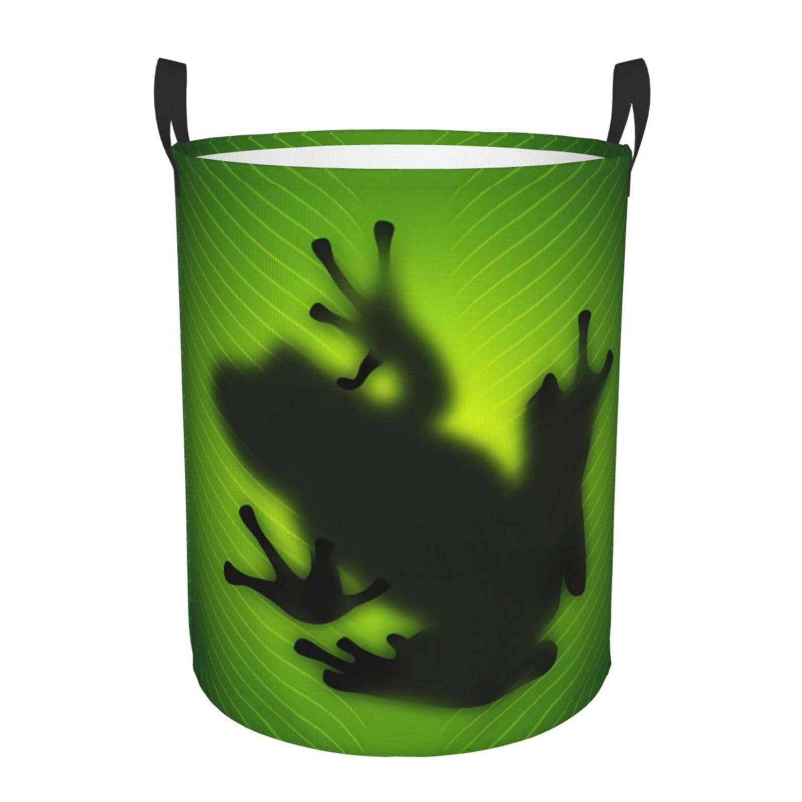 M Circular Hamper Green Frog Shadow Print for Dirty Clothes