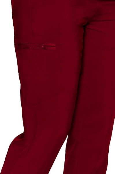 COZYFIT Womens Scrub Pants - Soft Stretch Yoga Style with 5 Pockets, Slim Fit Jogger Scrubs Pants for Women Burgundy X-Small - 5