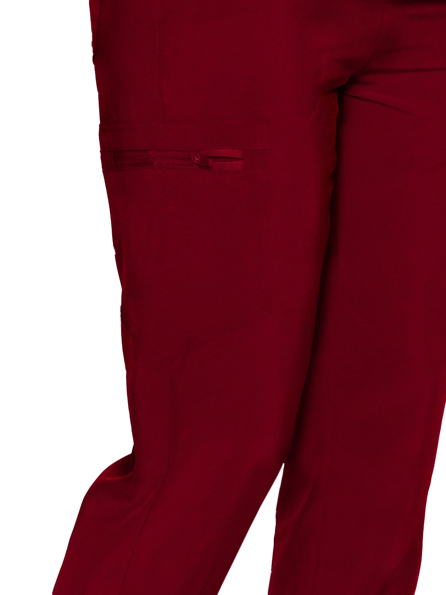 COZYFIT Womens Scrub Pants - Soft Stretch Yoga Style with 5 Pockets, Slim Fit Jogger Scrubs Pants for Women Burgundy X-Small - 5