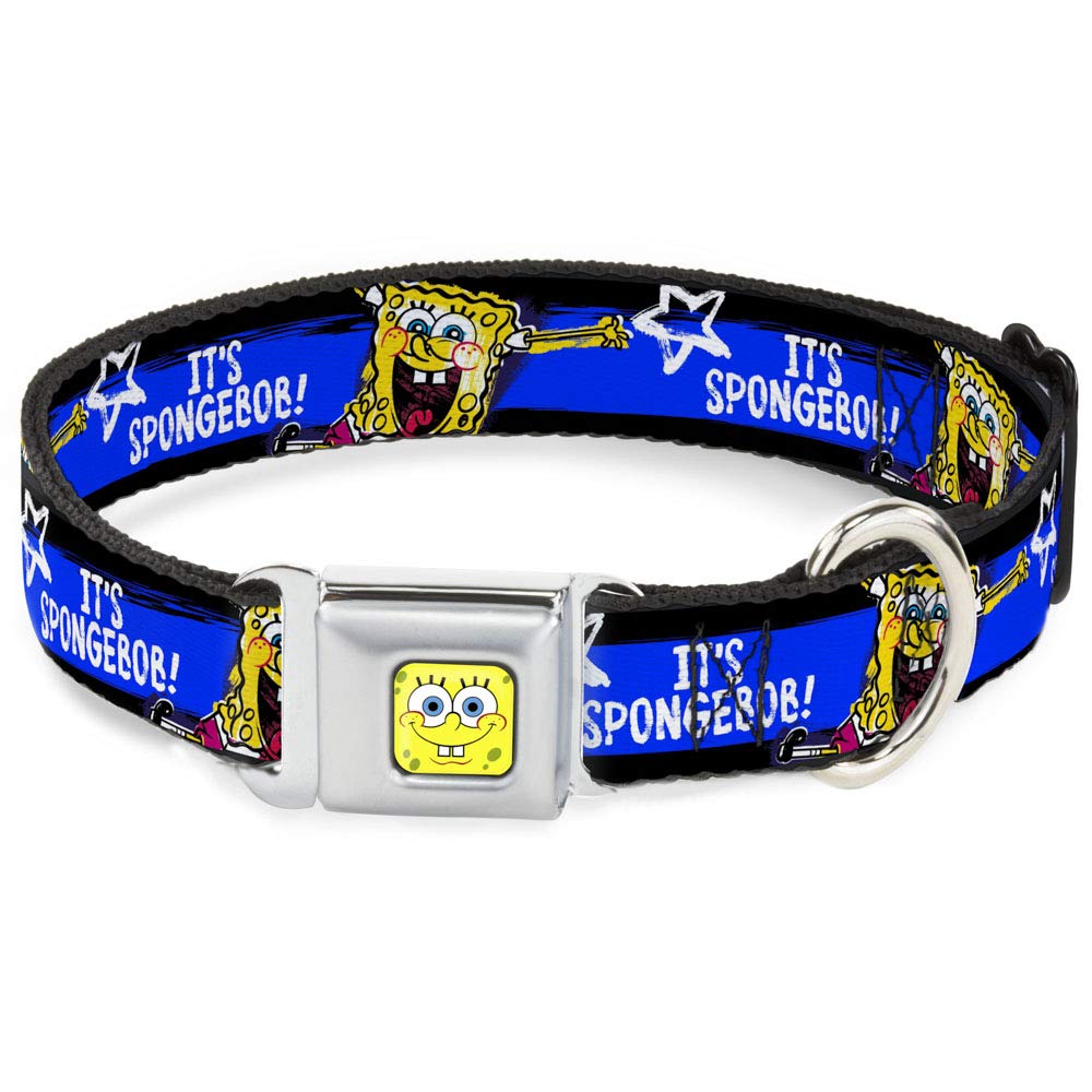 Collar de perro Bob Esponja para paseos urbanos con ajuste cómodo de 9 a 15 pulgadas