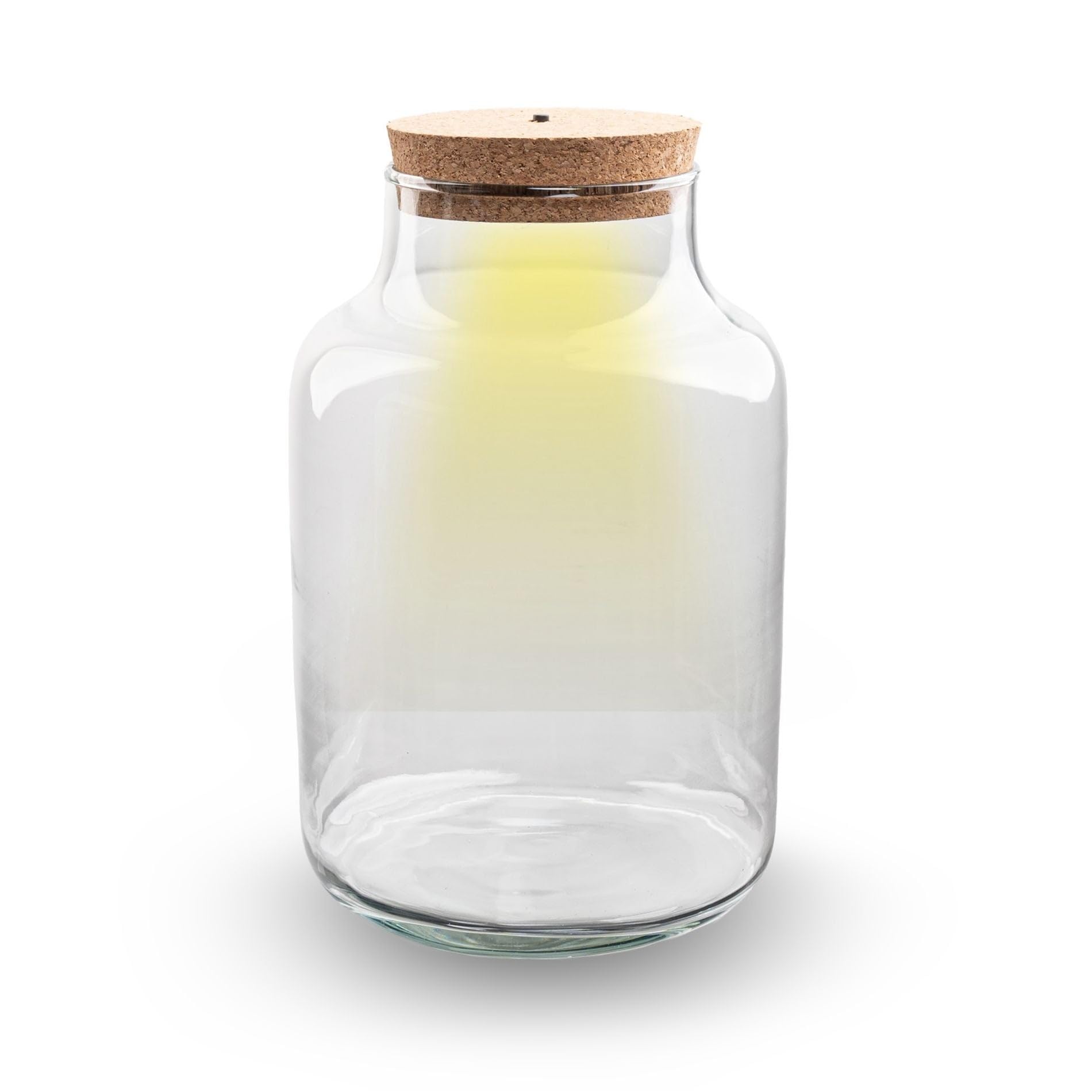 urbanjngl - Terrarium Fles 'Milky' mit LED-Beleuchtung - Geschlossenes Terrarium Ø 21 cm, Höhe 30 cm - Ideal für Pflanzen und Dekoration