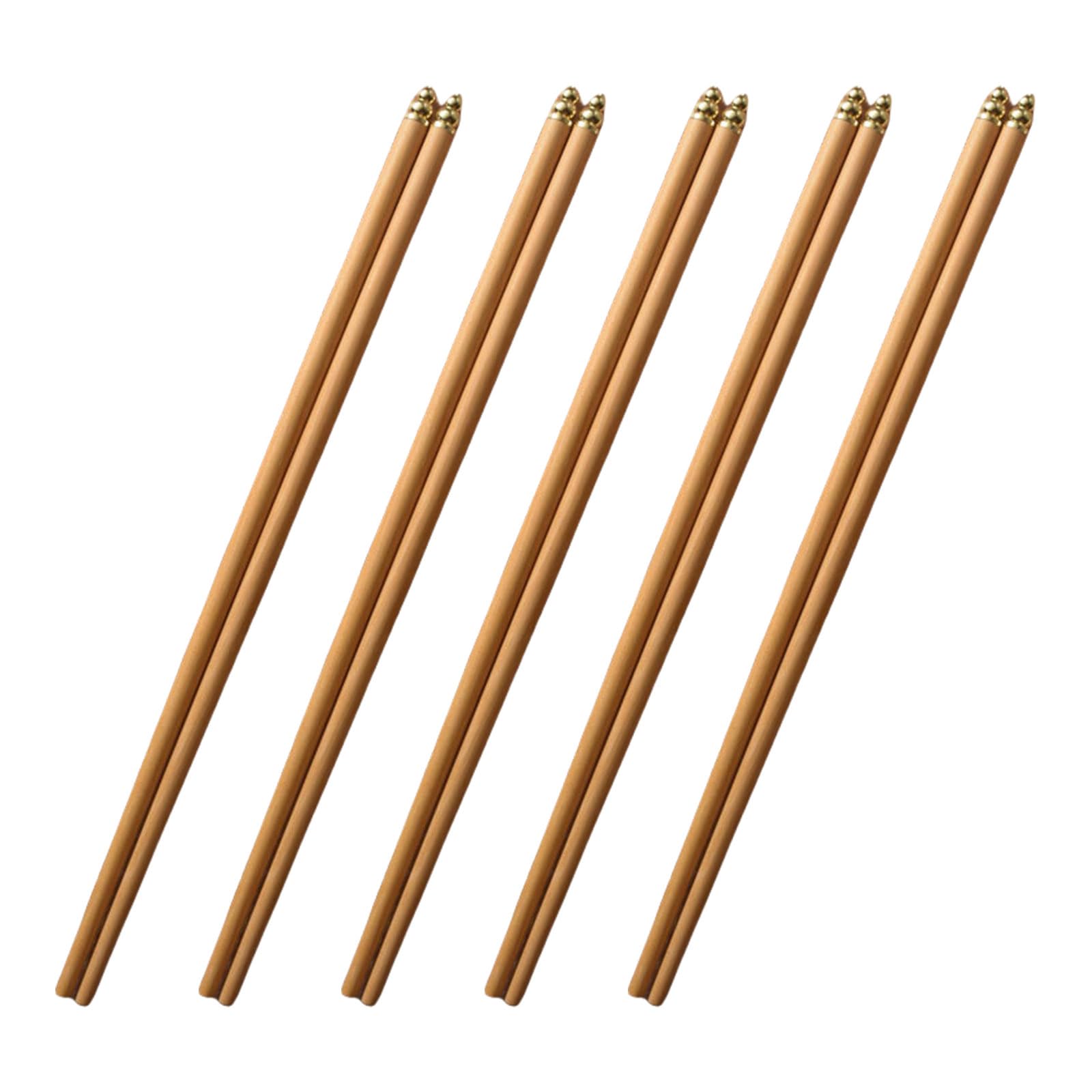 MALSSE 5 Pair Traditional Chinese Wood Chopsticks Earting Utensils for Cooking and Eating in Restaurants or Home Chopsticks