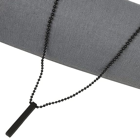 Image of Men's Jewellery Black Chain For Men Boys Geometric Stainless Steel Black Locket Pendant with 3D Chain combo pack of 2pcs gifts