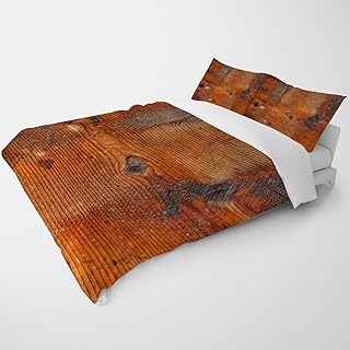YANFENQI Queen Kids Duvet Cover Vintage Retro Wood Texture Minimalist Bedding Zipper Closure (Queen,90