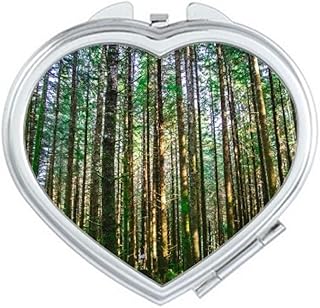 Green Forestry Science Nature Scenery Mirror Travel Magnification Portable Handheld Pocket Makeup