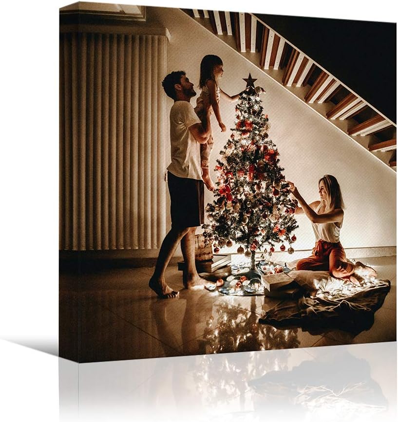 Custom Canvas Prints Personalized Wall Art with Your Christmas Photos/Pictures Digitally Printed - 24x24inches