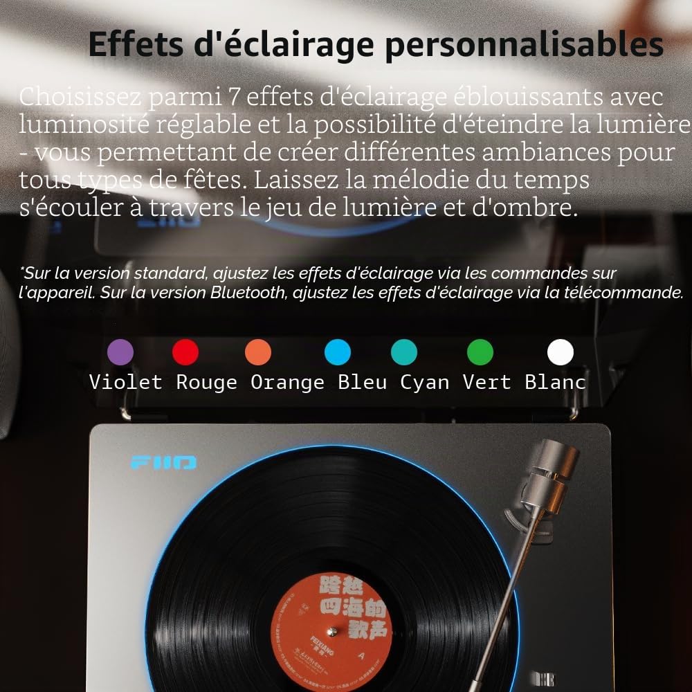 FiiO TT13 Tourne-Disque stéréo en Vinyle Automatique, préampli Phono Puissant, Couvercle Anti-poussière, Plateau en Aluminium moulé sous Pression (TT13 Bluetooth argenté)