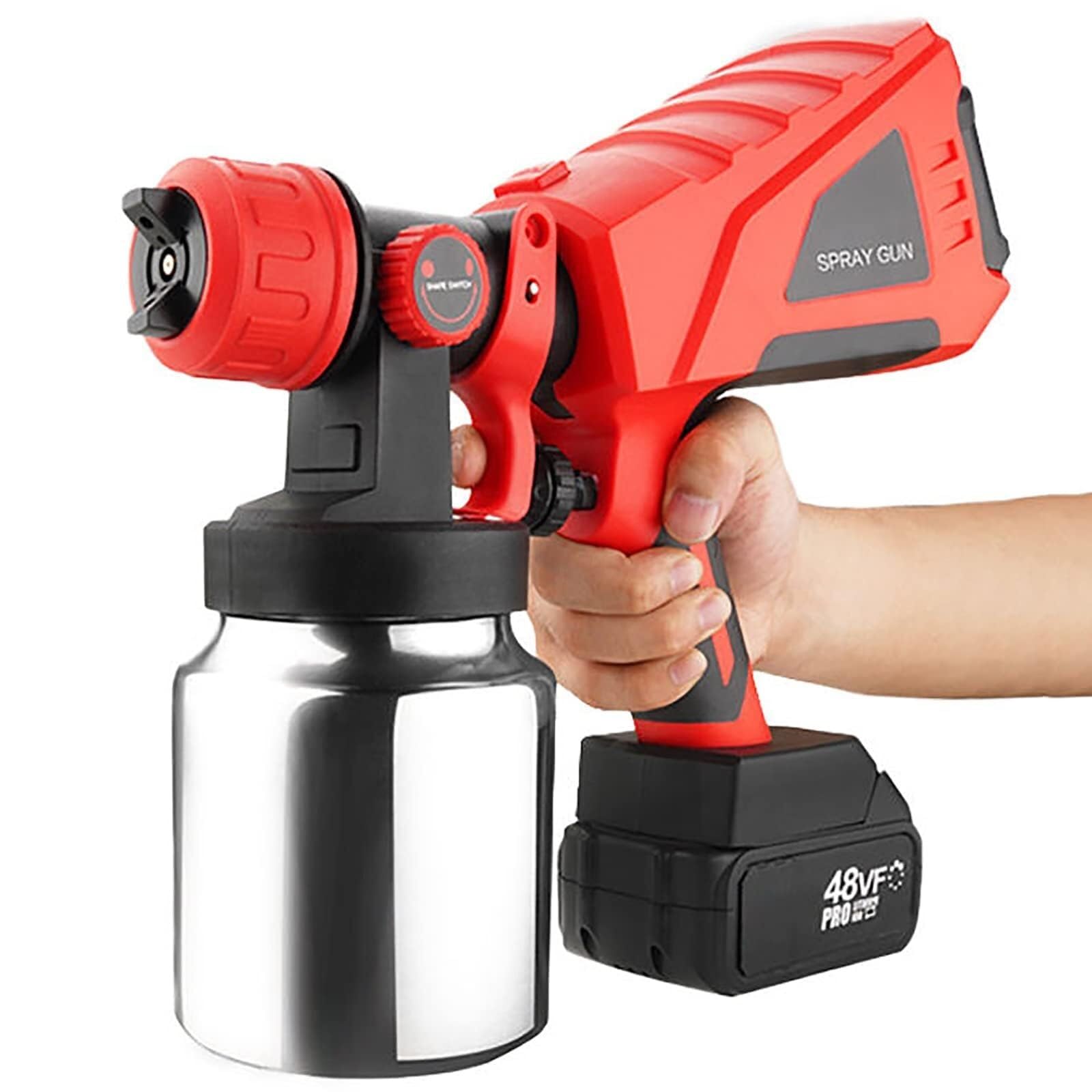 Electric Paint Sprayer Gun Cordless - 3 Nozzles 3 Spray Patterns 2 Li-Ion Batteries - Ideal for Furniture Fence Car Bicycle Chair