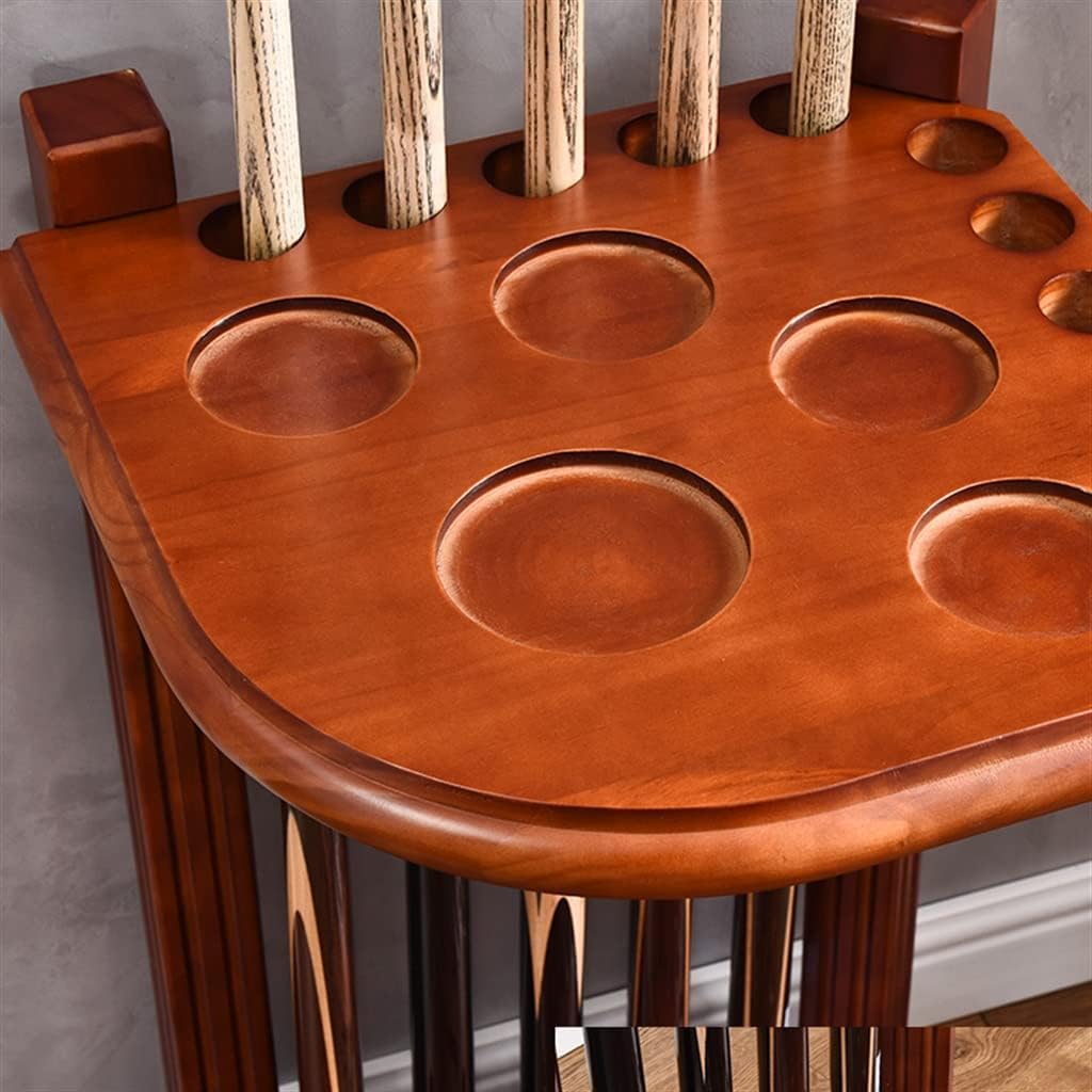 Billiard Cue Rack Solid Wood Floor-to-ceiling Pool 10-hole Retro Thickened