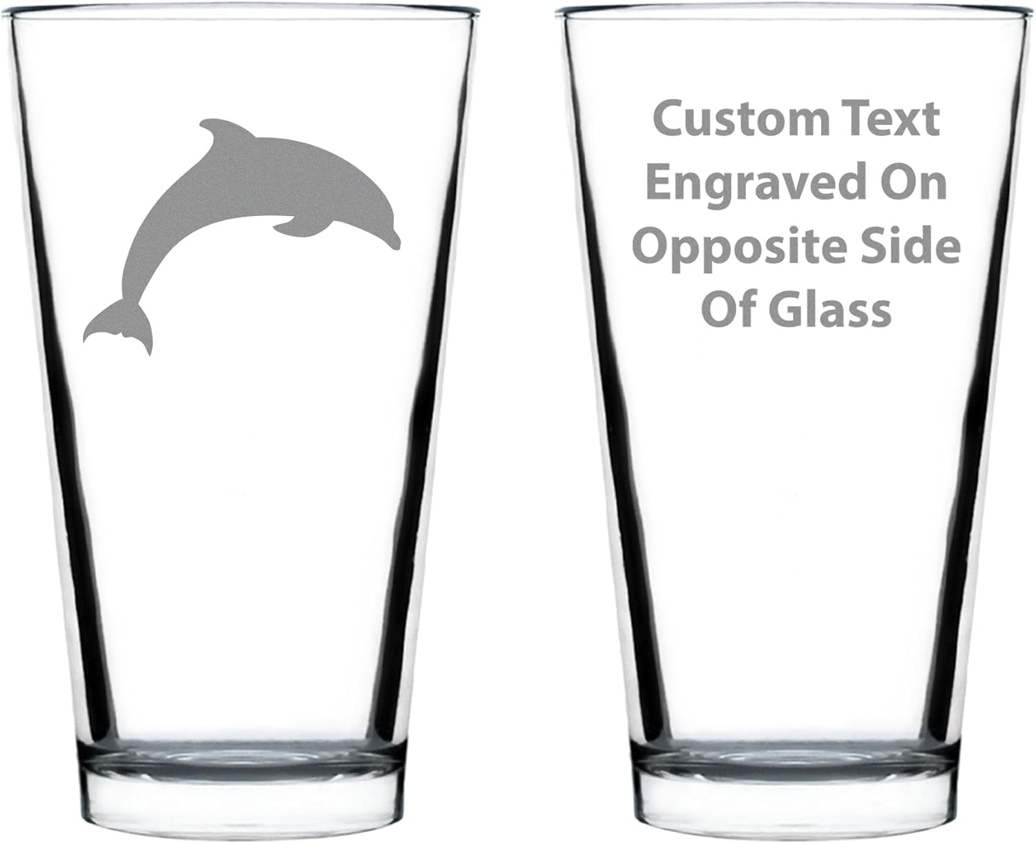Bevvee Dolphin - 16 oz Pint Glass for Beer - Cute Dolphin Themed Gifts or Party Decor for Women & Men - Set of 4 - Fun Drinking Glasses