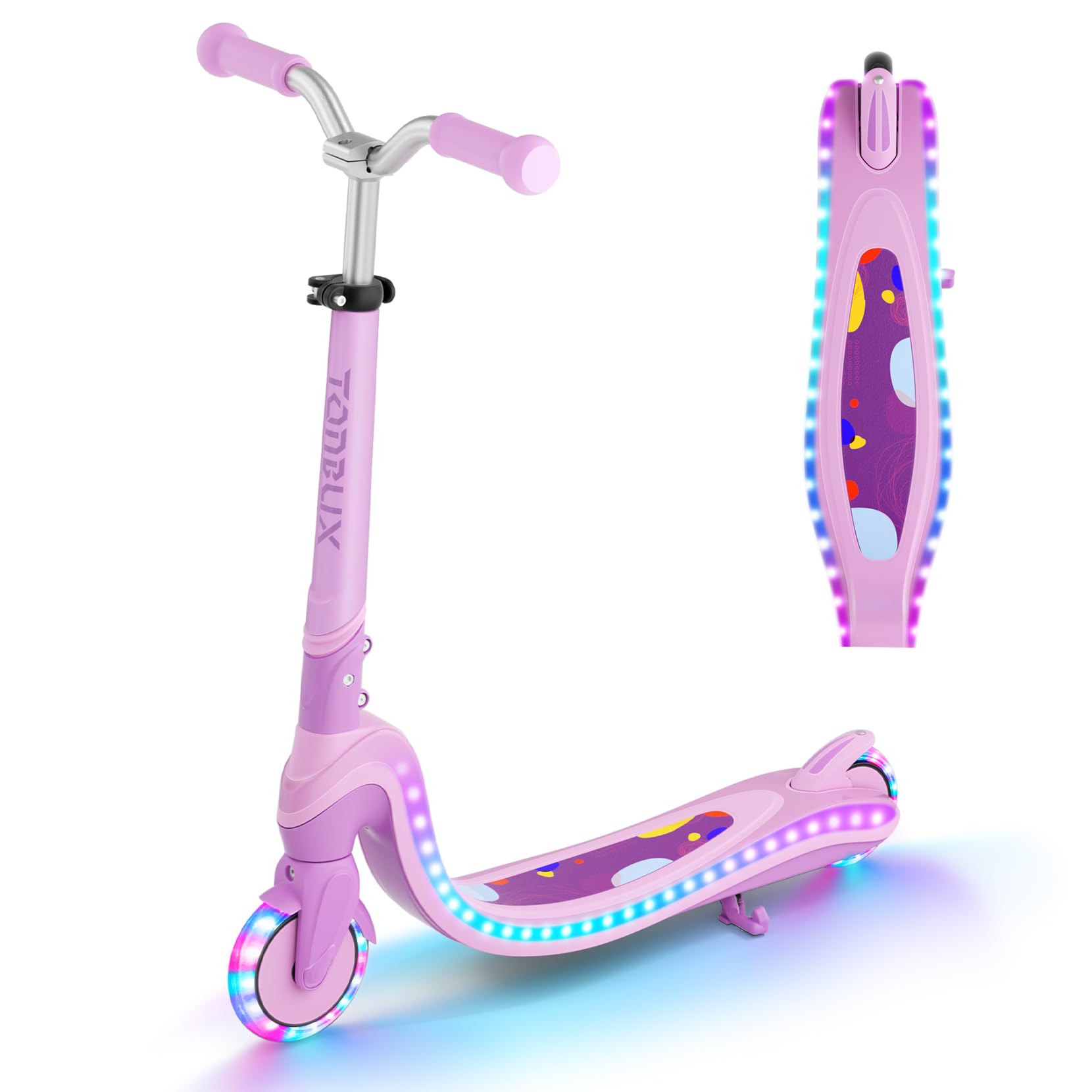 TONBUX Kids Scooter from 3 to 12 Years with Illuminated Deck and Polyurethane Wheels, 3 Levels of Height Adjustable with Stand, Lightweight, Scooter for Children 3 Years Old