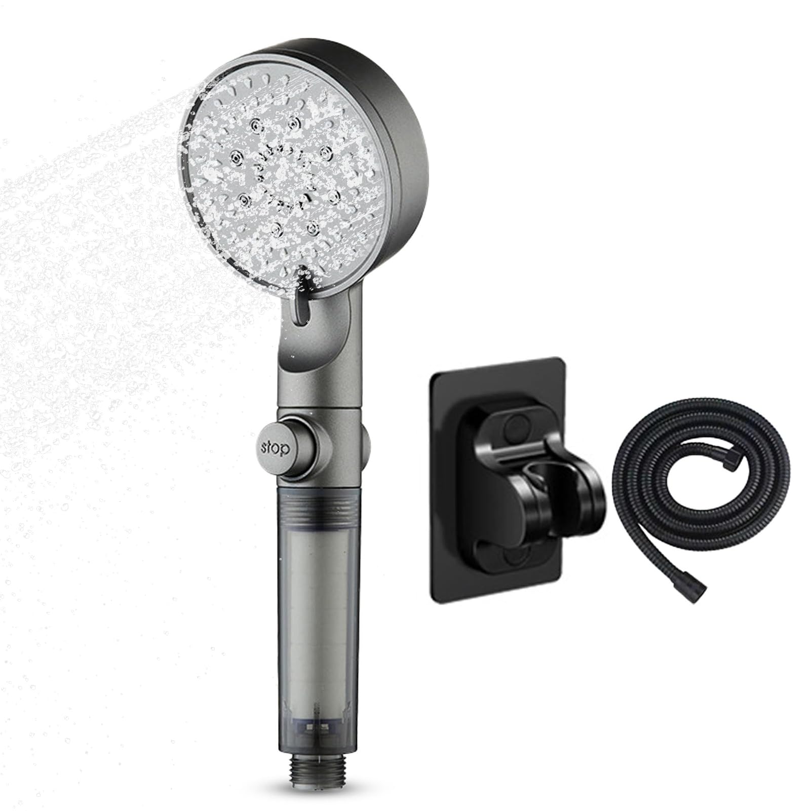 Pomme de douche avec filtres anticalcaire et kit complet économie d'eau