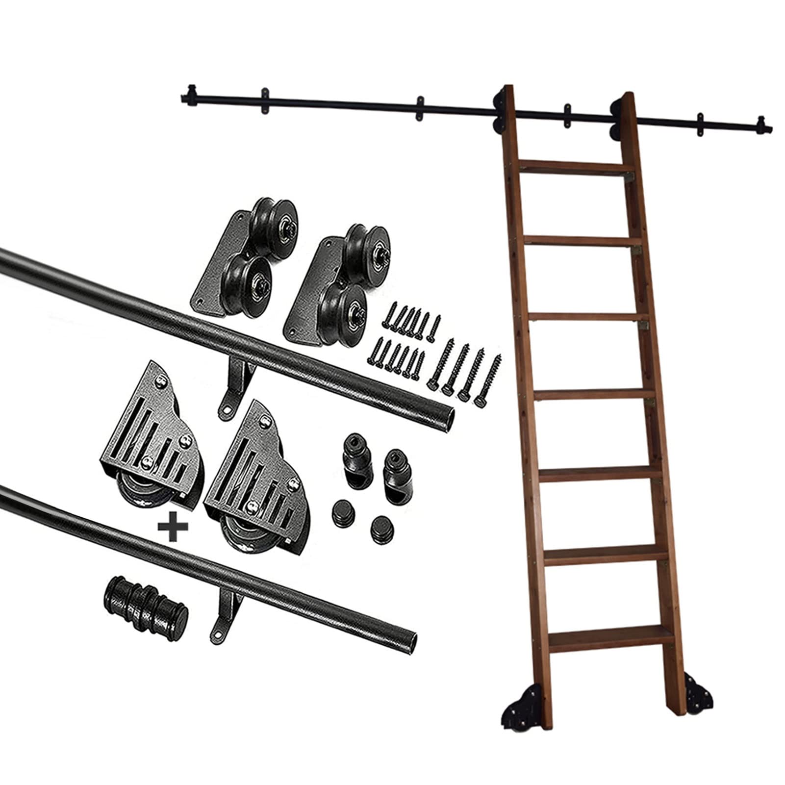 Rails coulissants pour échelle de bureau à domicile MiroDo kit de style grange gain de place