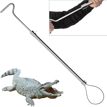 52 Alligator Catch Pole Extra Long Control Tool Capture Noose Stainless Steel Catching and Releasing Trap for Dogs Wolves Goats Catching Game Finders