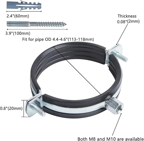 Miniatura 2 de 2 ganchos de tubo de anillo dividido, abrazadera de soporte de tubo ajustable resistente con tornillo y tubo de expansión, soporte de correa de tubo