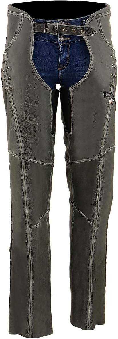 Milwaukee Leather Premium Leather Motorcycle Riding Chaps for Women Bikers - Image 7