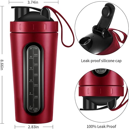 Miniatura 9 de Jeedoo Botella agitadora de proteínas botellas cocteleras de 28 onzas para mezclas de proteínas y antes del entrenamiento taza agitadora de