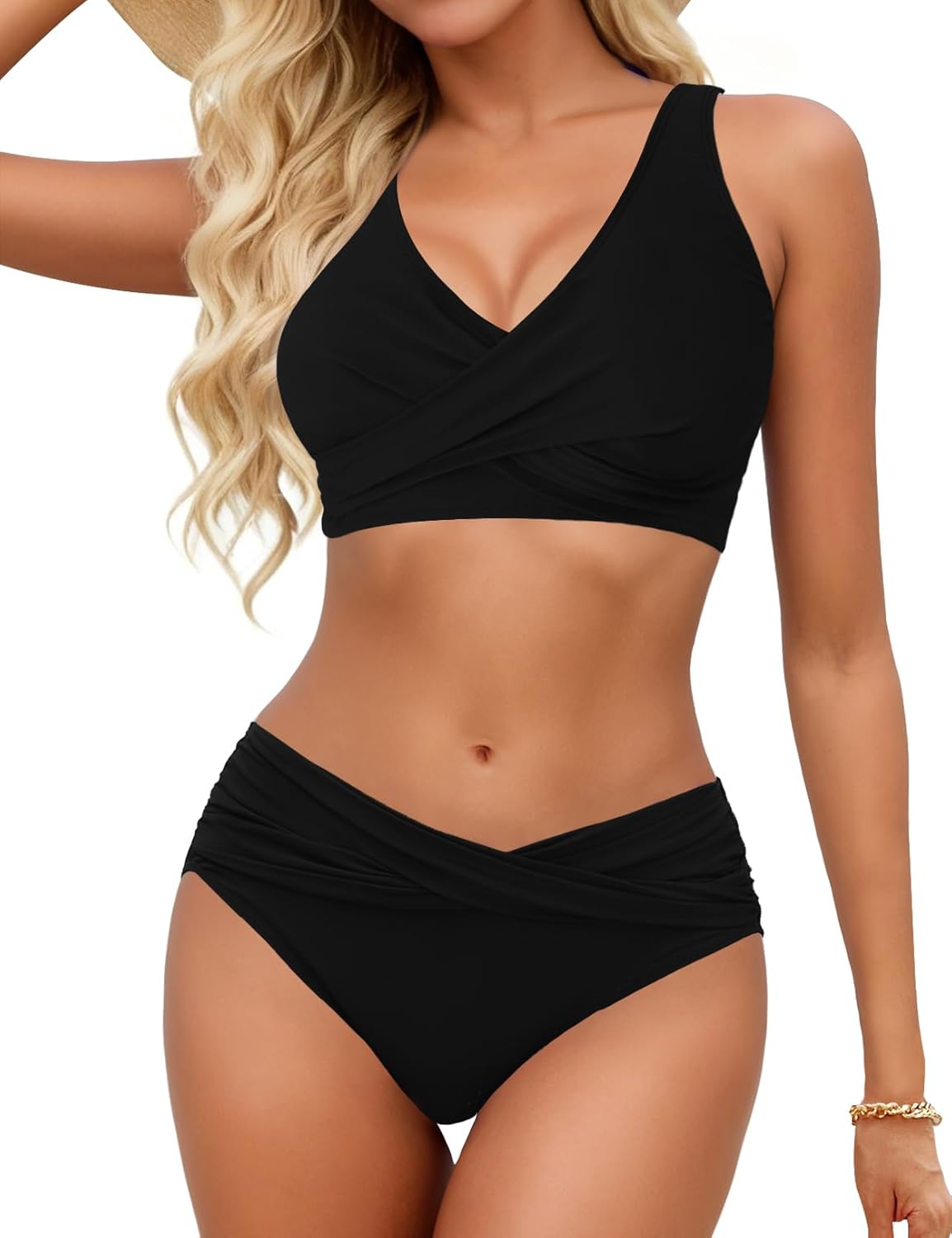 Women Twist Front Bikini Sets Two Piece Swimsuit Criss Cross Tie Back Bathing Suit