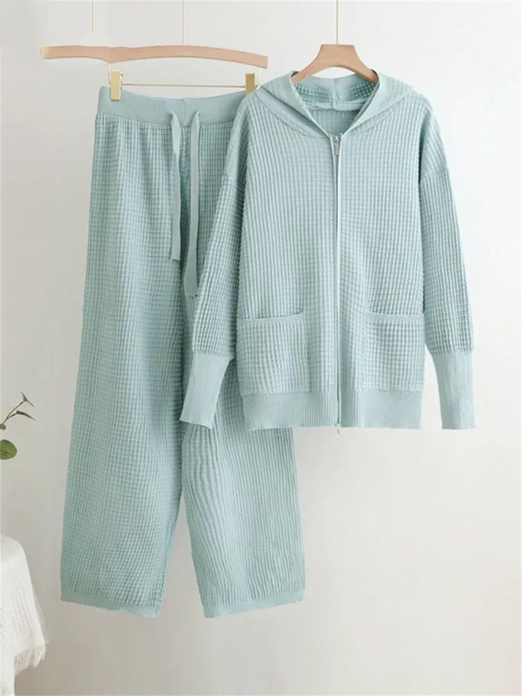 Conjunto deportivo de dos piezas para mujer: cárdigan con capucha y cremallera, a mujer: cárdigan con capucha y cremallera, pantalón deportivo informal de cintura alta y pantalón de chándal.