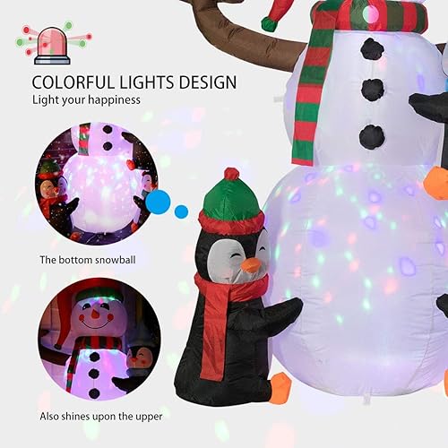 Vista 40 de VIVOHOME 6FT Christmas Inflatable Outdoor Decoration, Snowman in Vest, Navidad Blow Up Yard Decor with Built-in LED Light for Lawn, Garden, Party