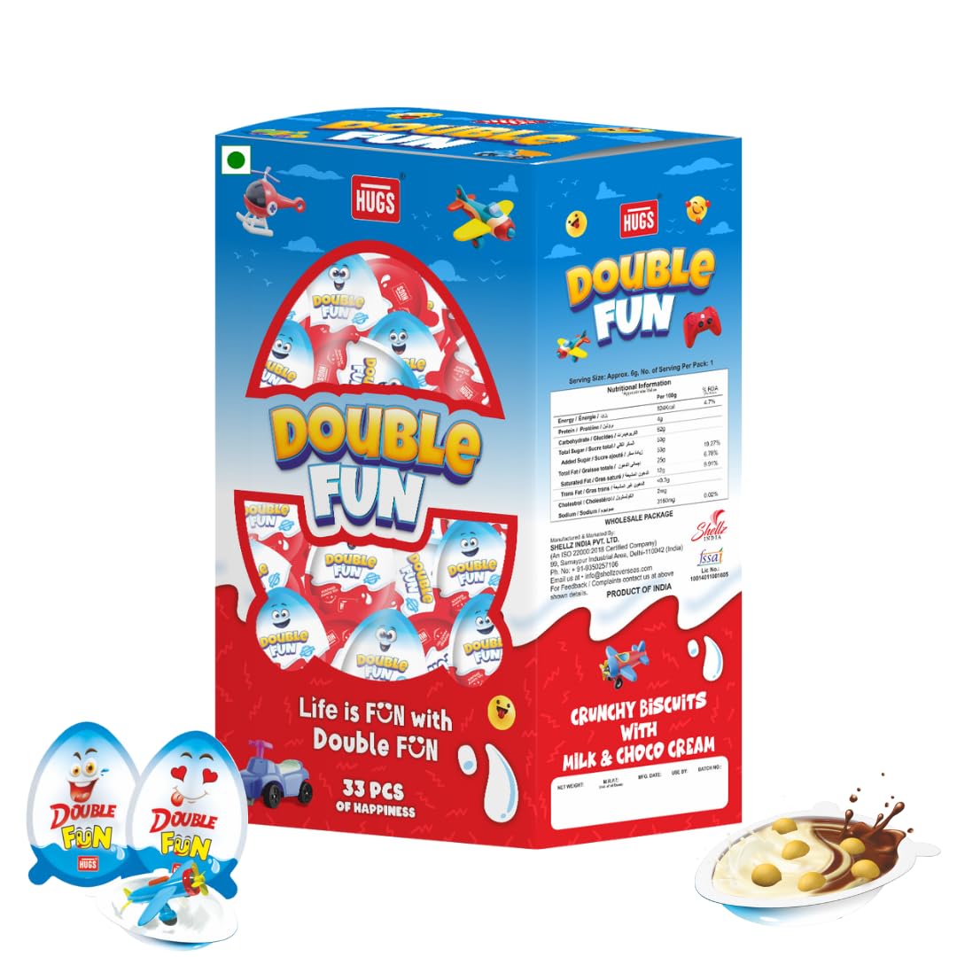 Double Fun Chocolate Eggs with Surprise Toy | Tasty Chocolate Snacks for Kids (33 pcs)