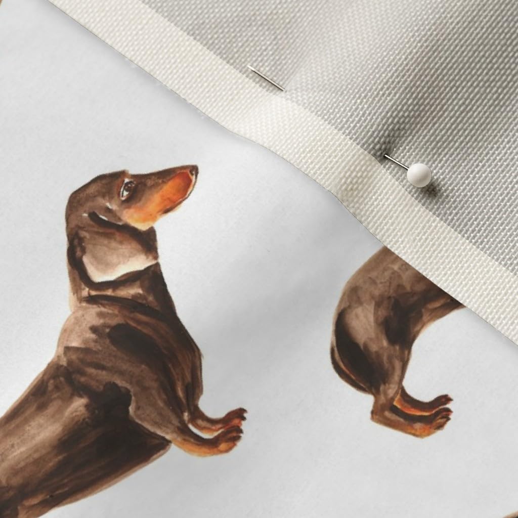 Spoonflower Fabric - White Dogs German Dachshund Puppy Wiener Chocolate Printed on Upholstery Velvet Fabric Fat Quarter - Upholstery Home Decor Bottomweight Apparel