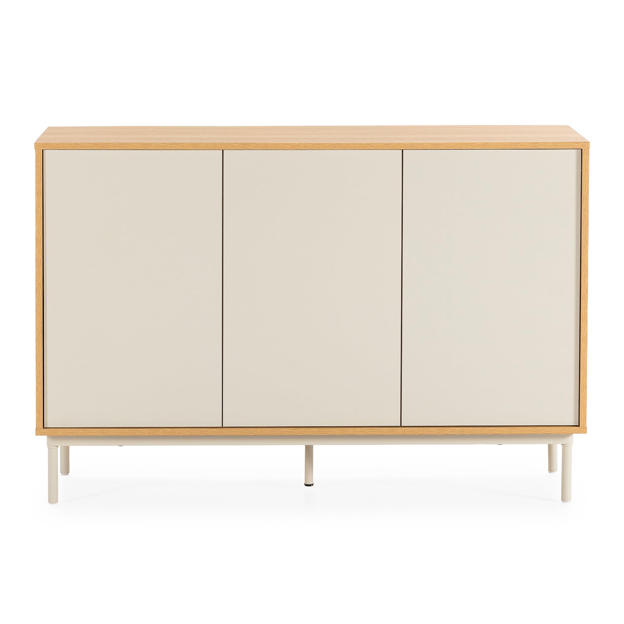 HOMN LIVING Aparador Cuzco 3 Puertas Color Roble/Gris, 120 cm (Ancho) 40 cm (Profundo) 80 cm (Altura)