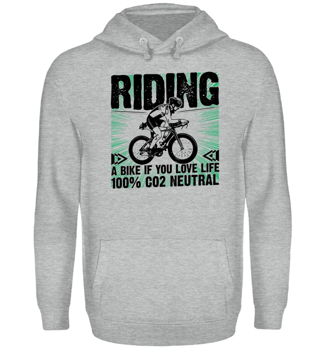 Sweat à capuche Riding a Bike Gris Heather L confortable avec poche kangourou - 3