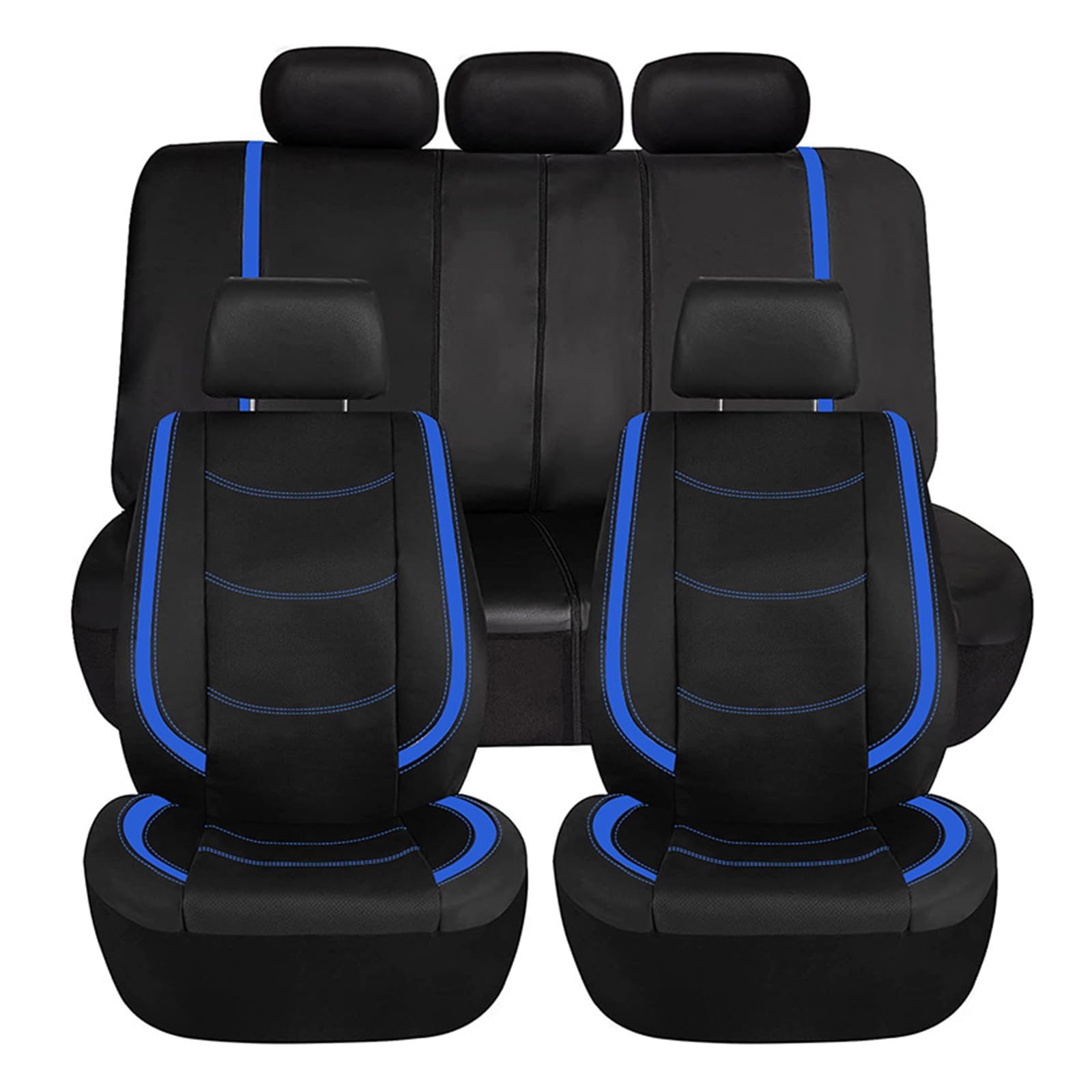 CBRWBKWHI Car Seat Cover Sets, for Citroen C3/C3 Aircross/C3 Picasso/AirCross/C3 Pluriel Adjustable Removable Cushion Breathable Non-Slip Front Rear Seat Protectors,Blue