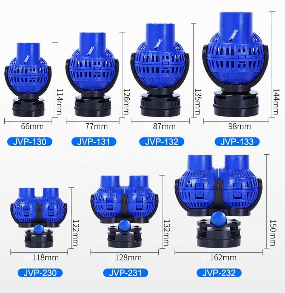 EXLECO Pompa di Movimento Acquario 6000L/H 8W Pompe di Flusso, Pompe Circolazione Onda Wave Maker JVP-131 Nessun Rumore, Rotazione a 360°, per Acquari d'Acqua Dolce e Salata di 80~100 cm