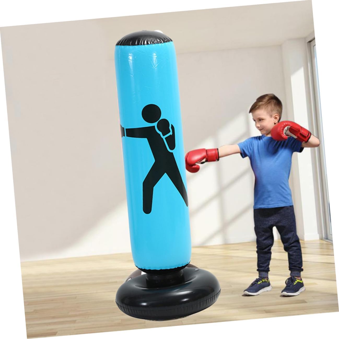 Inflatable Boxing Punch Bag for Adults, Thickened Tumbler Design, Stable Training Fitness Bag for Home Kickboxing and MMA Practice, Blue