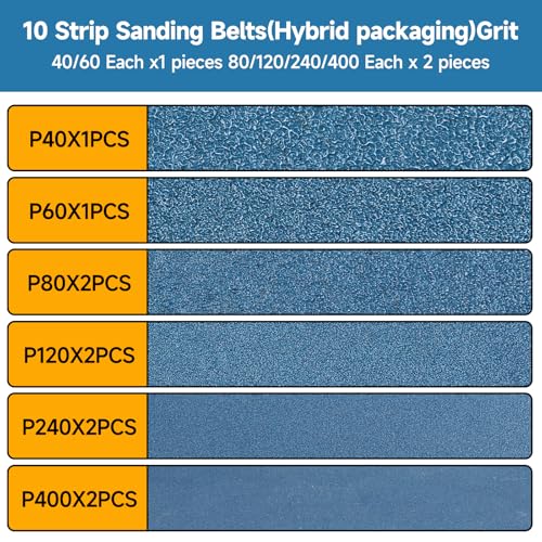 Image of 10-Piece Premium 3 x 21 Inch Zirconia Sanding Belts 40-400 Grit | 75x533 MM, Heavy Duty, Long-Lasting, Wood Metal Grinding and Finishing for Bandfile Belt Sander