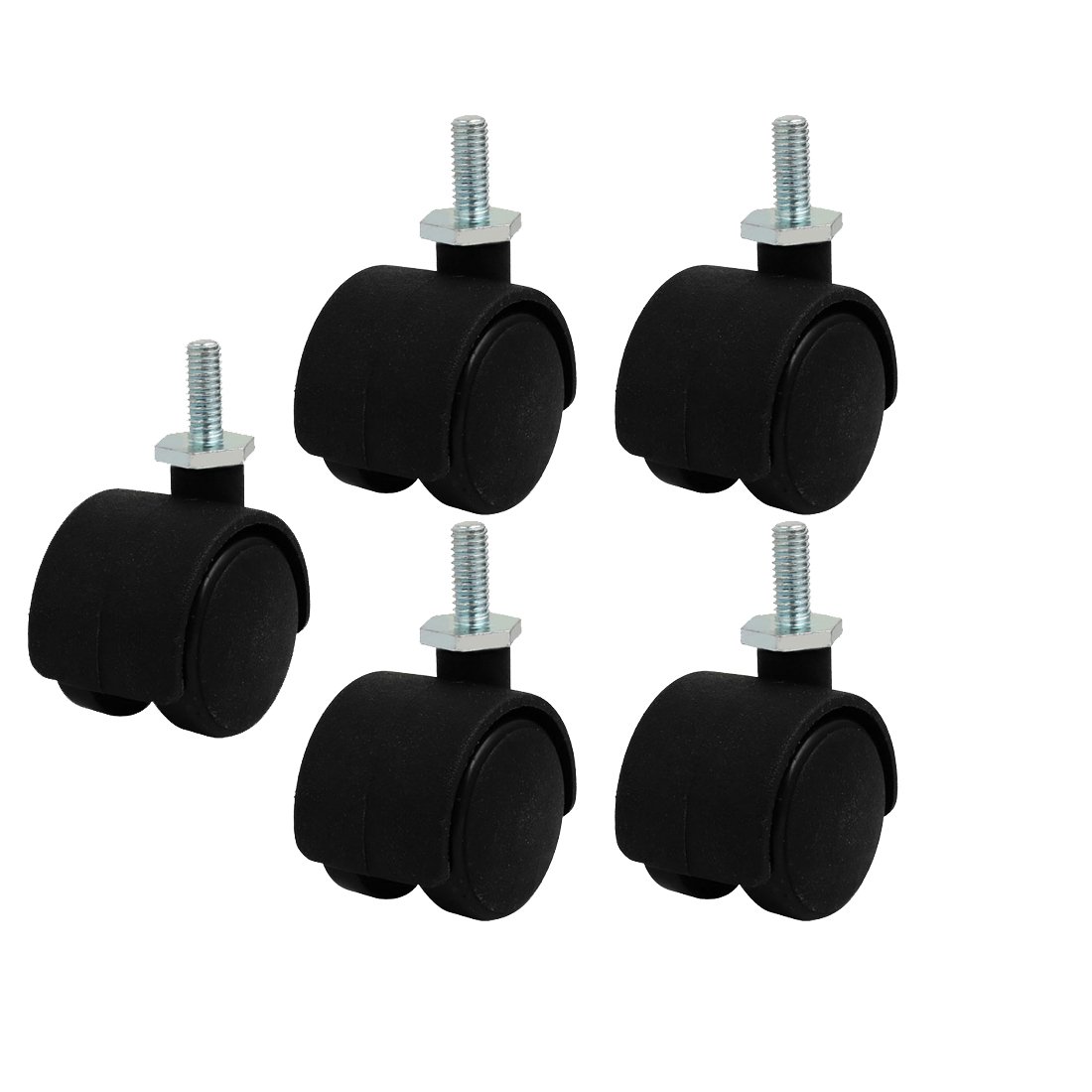 Sourcingmap Lot de 5 roulettes pivotantes rotatives en nylon M6 sans frein 3 cm