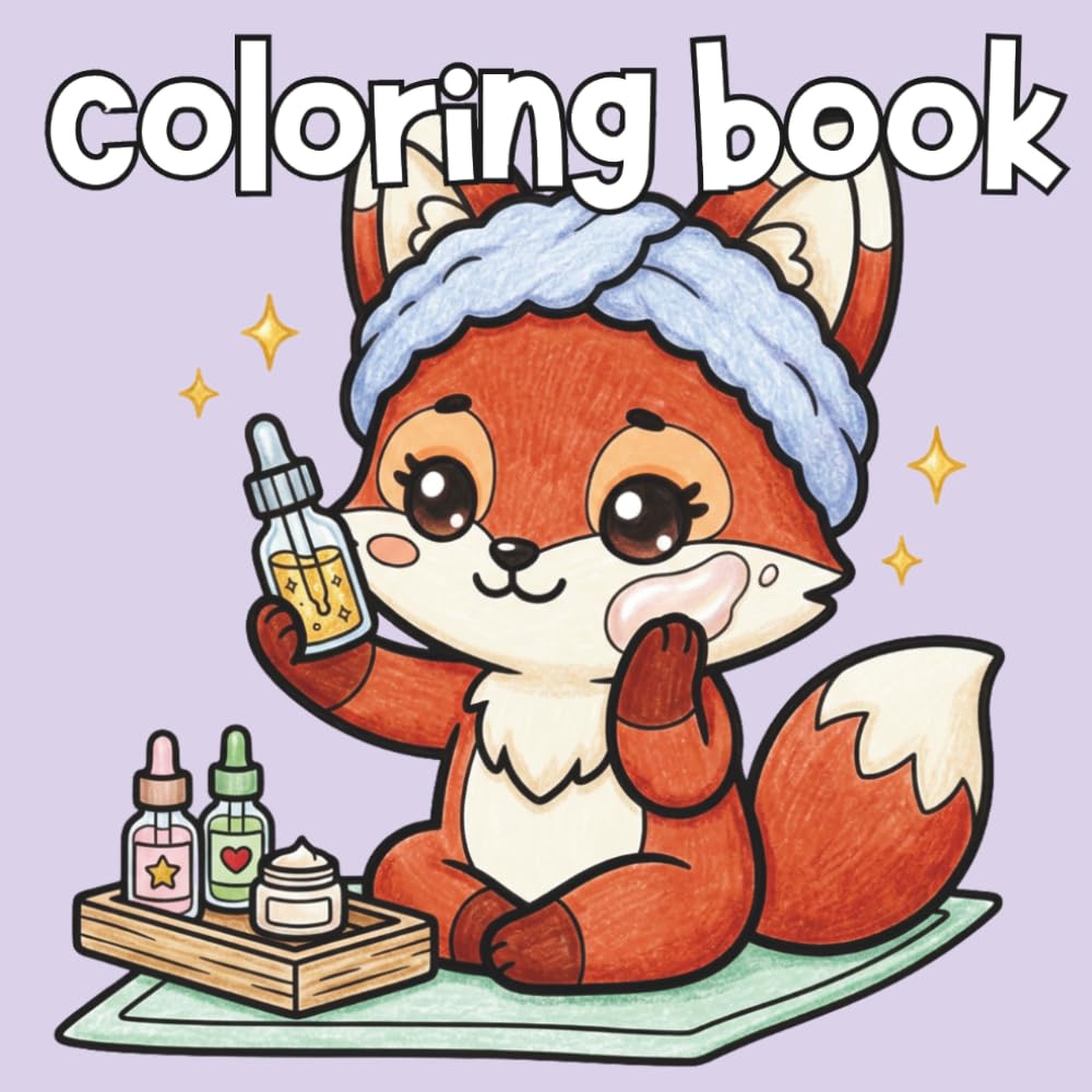Glass Skin Kawaii: A Cute Animal Skincare Coloring Book for All Ages