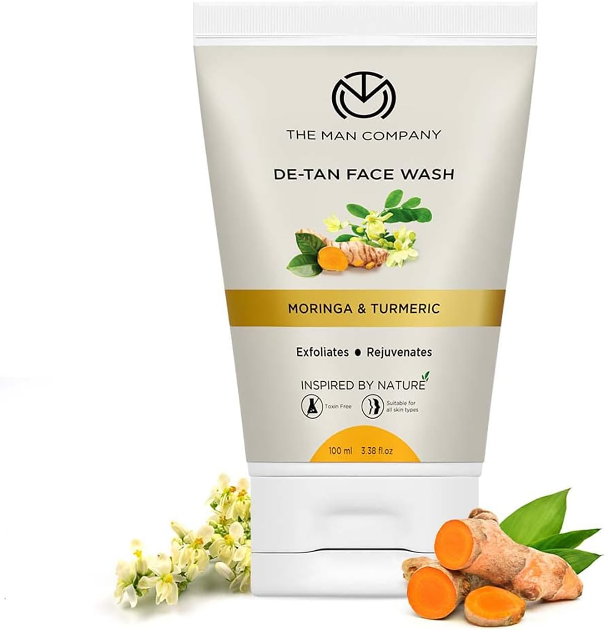 De Tan Face Wash for Men with Turmeric & Moringa - 100 ml | Tan Removal, Oil Control & Anti-Pollution | Unclog Pores | Deep Cleansing | Blackheads Removal