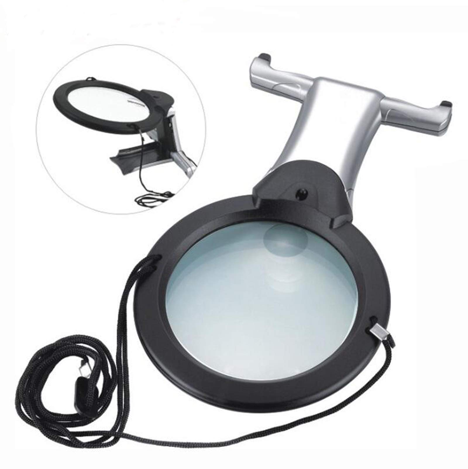 Lupa de Mano con luz, 2X 6X LED iluminada, Lupa de Lectura Ajustable, Lupa de Escritorio Grande, Lupa de luz para Libros, Lectura, Costura y Manualidades.