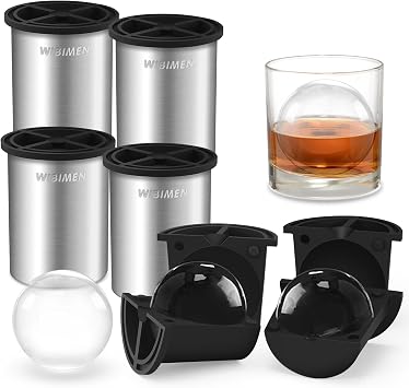 Large Clear Ice Mold, 2.5" Stainless Steel Ice Ball Maker, 4 Pack