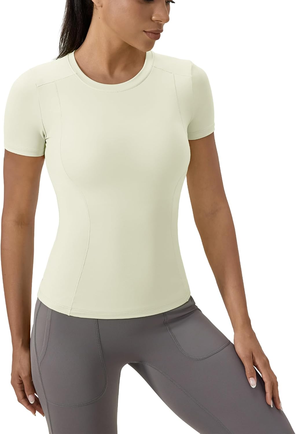 Women's Compression Shirts Short Sleeve Crewneck Athletic Nylon Workout Tops Yoga Gym Quick Dry Tee Shirts - Image 6