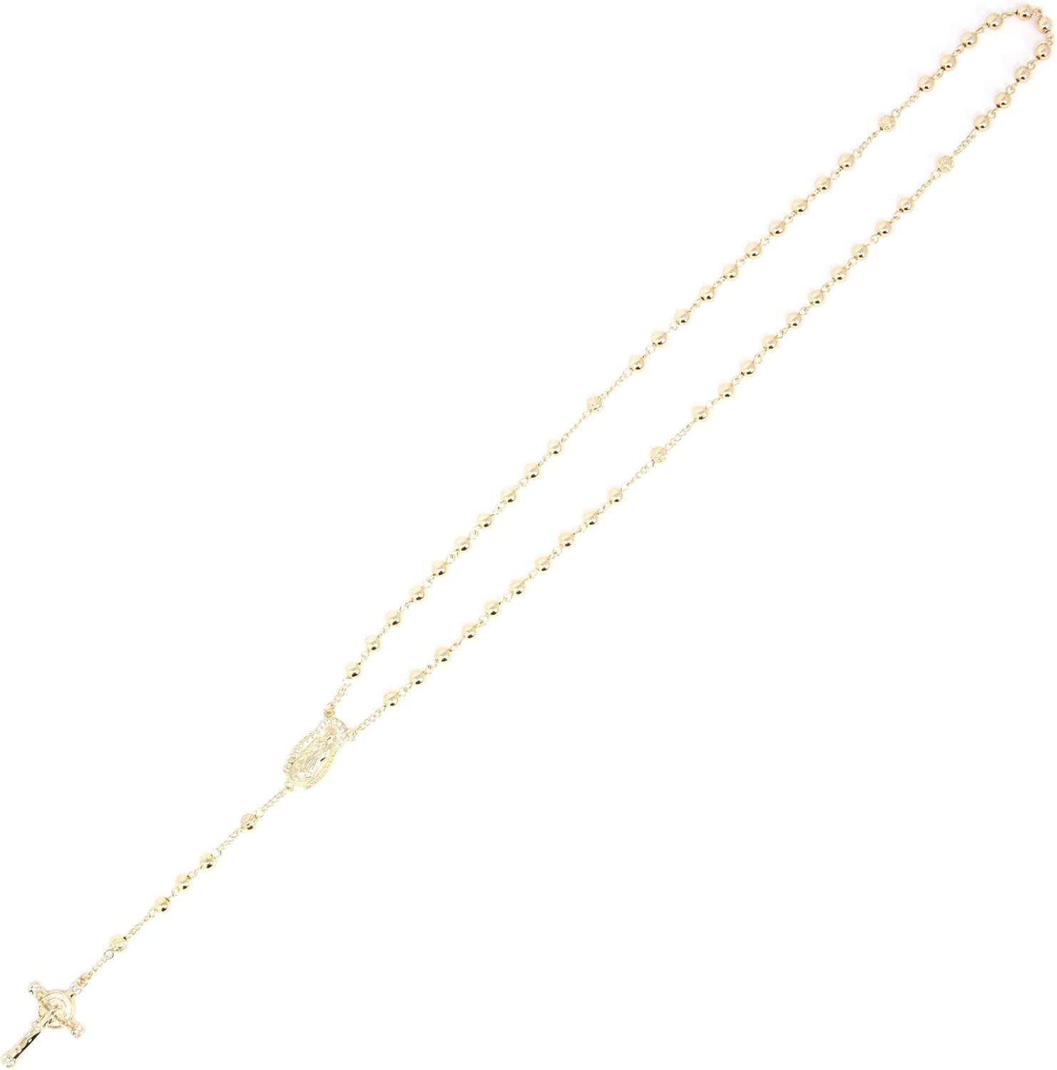 SM Stainless Steel Gold Silver Rosary 3mm-8mm CCB Beads Cross Y Necklace 20”-30” Chain for Women Men (6mm 20" (1) - Gold) - Image 6