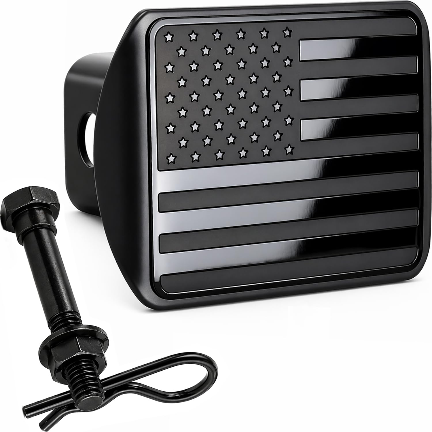 eVerHITCH USA Stainless Steel Flag Emblem Metal Hitch Cover - towing products and winches | Mubboo