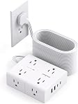 10 Barres de puissance Ft avec protecteur de surpression, cordon d'extension intérieur avec 8 Sorties 4 USB Ports(2 USB C), barre d'alimentation à prise plate, 10 Ft long cordon d'alimentation tressé pour la maison, bureau, salle de dortoir Essentiels