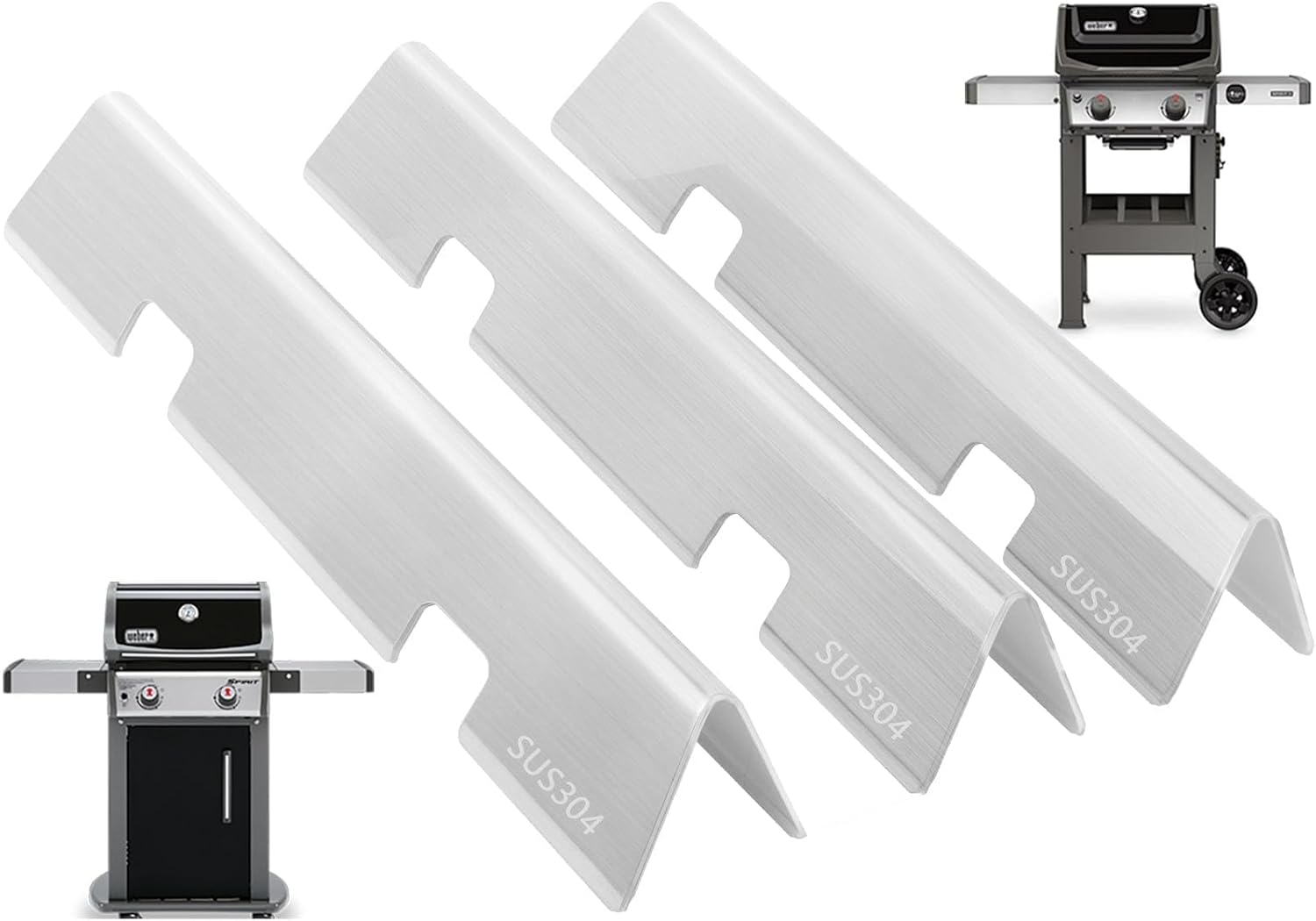 Flavorizer Bars for Weber Spirit 2 Grill Replacement Parts GS4 Spirit II 7635 67045 68842 69796,Grill Parts for Weber GS4 Spirit II/I E210 S210 E220 S220 Weber Flame Covers 3400301 304 Stainless Steel