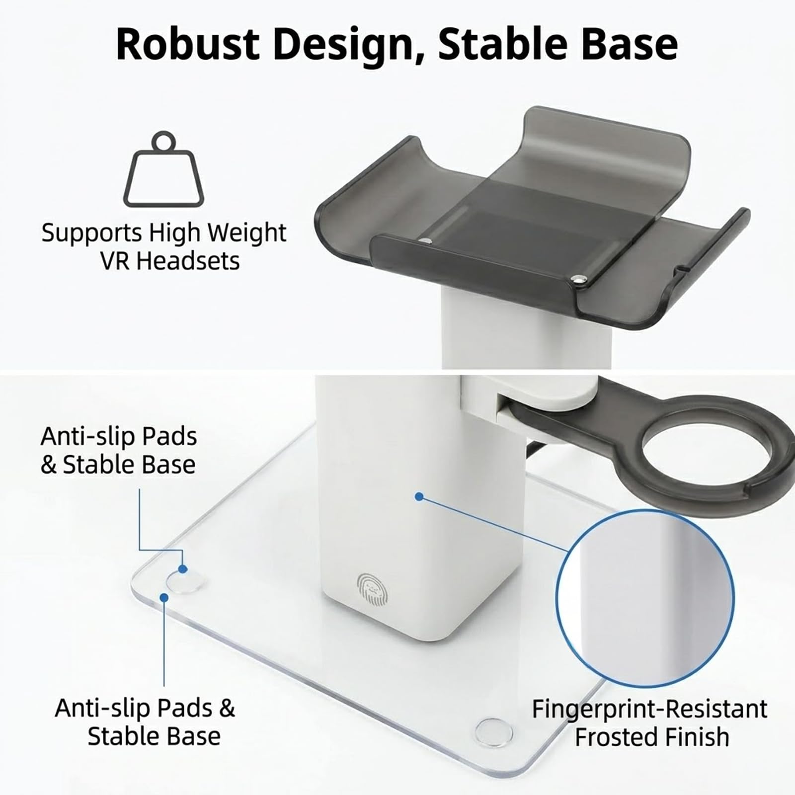 RGB Charging Dock Compatible with Meta Quest 3S/3/2,Vertical VR Headset Charger & Controller Holder with Adjustable Tray (White) — view 6