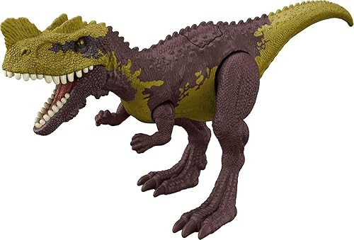 Mattel Jurassic World Strike Attack Genyodectes Serus Dinosaur Figura de acción de juguete con función de ataque y articulaciones móviles