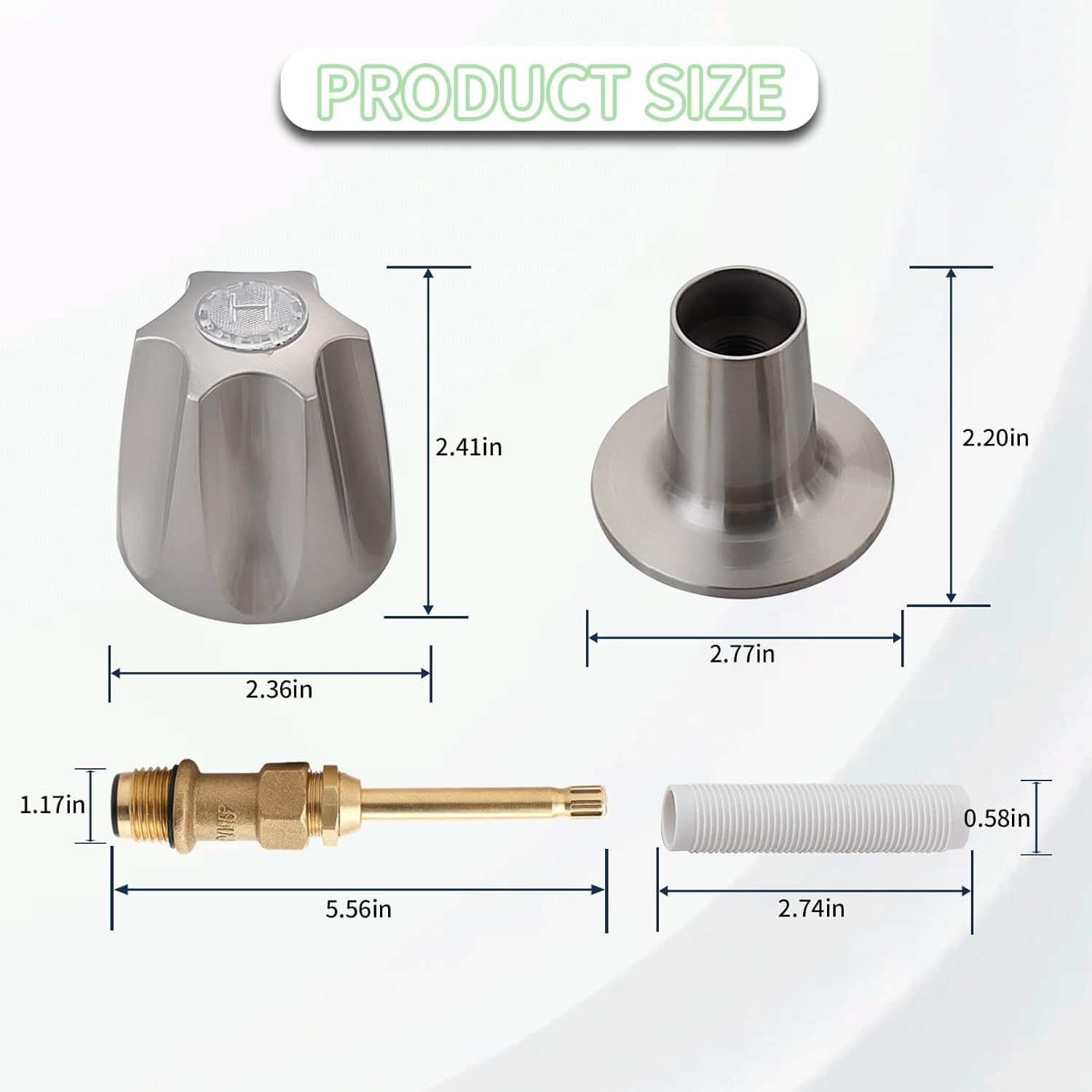 Bathtub Shower Handle Remodel/Rebuild Trim Kit, Shower Knobs 2 Piece Compatible with Price Pfister Verve Faucets, Includes 12H-2H, 12H-2C Stems and Flange Base and 2 Stems (Brushed Nickel)